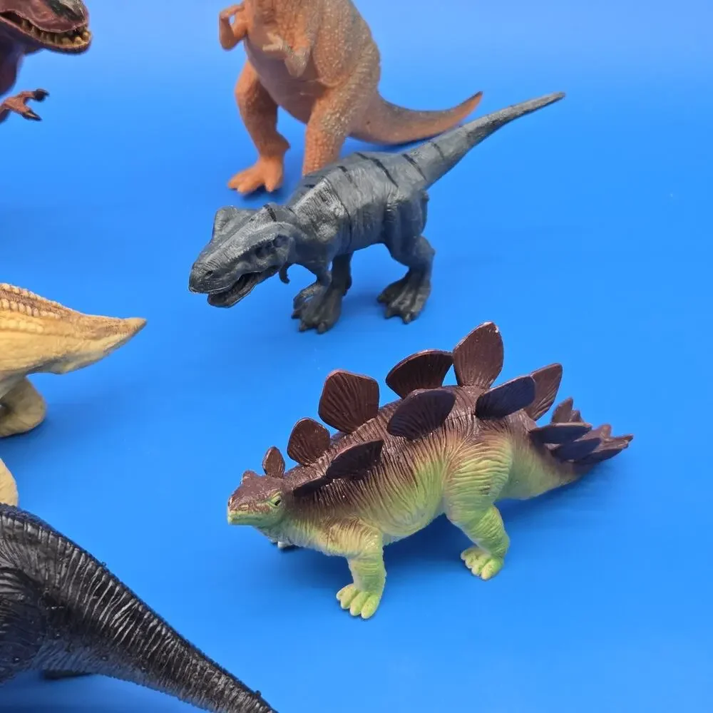 Lot of 8 Dinosaur Toys Figures T-Rex Triceratops Stegosaurus Raptor Mixed Brands